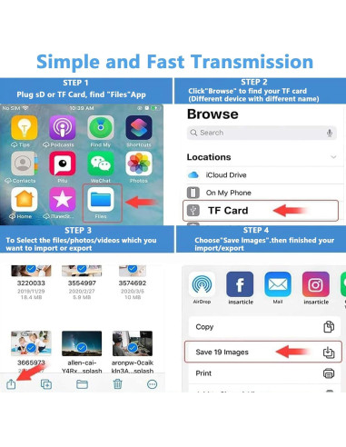 Lector de Tarjetas SD Aplimln Lightning y USB-C 3 en 1