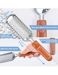 Raspador de pies Untrytb de acero inoxidable 17.99 cm 2