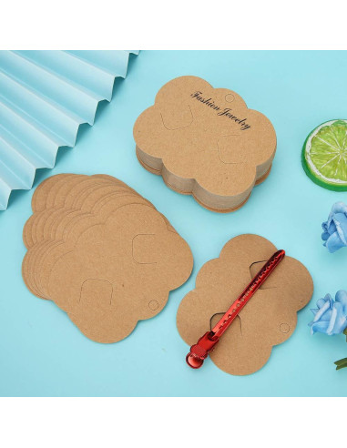 100 Tarjetas de Exhibición de Cartón Kraft Natudeco 7x8.8cm