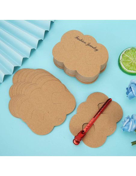 100 Tarjetas de Exhibición de Cartón Kraft Natudeco 7x8.8cm