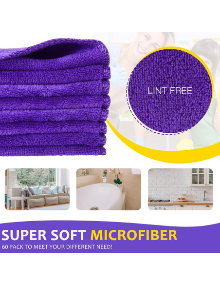 Paños de Microfibra Nuenen 40x40 cm Morado 60 Pcs Ultra Absorbentes