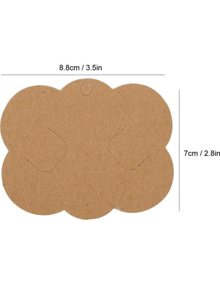 100 Tarjetas de Exhibición de Cartón Kraft Natudeco 7x8.8cm