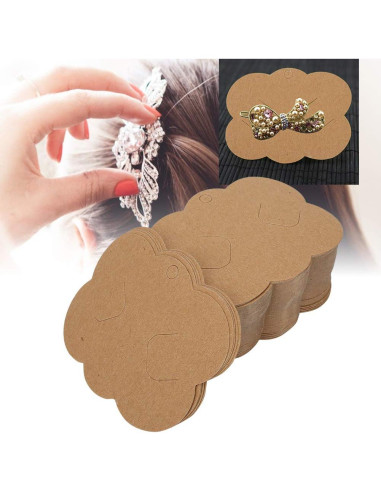 100 Tarjetas de Exhibición de Cartón Kraft Natudeco 7x8.8cm