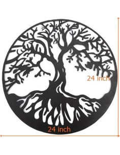 Arte de Pared de Metal Bellaa 61 cm Círculo Árbol de la Vida 2