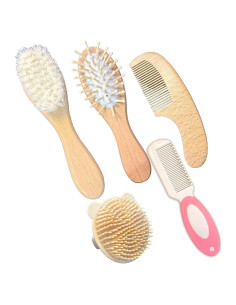 Juego de Cepillo y Peine para Bebé 5 Piezas - Cuidado Natural