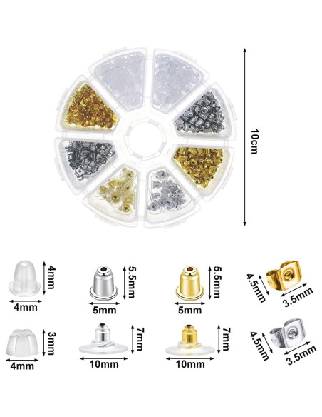 Kit de 452 Respaldos para Pendientes Hokoad - 8 Estilos Variados