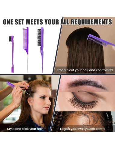 Juego de 3 Cepillos para Cabello BRIMFULITE - Púrpura