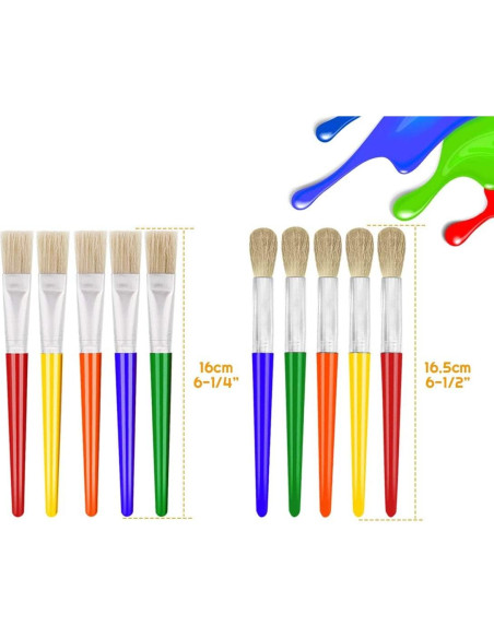 Juego de Pinceles de Pintura Anezus para Niños 10 Pcs