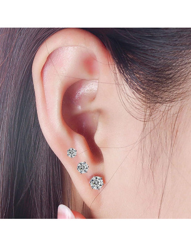 Kit de perforación de orejas SLVIEKAE con aretes CZ 4mm