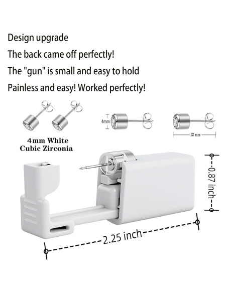 Kit de perforación de orejas SLVIEKAE con aretes CZ 4mm