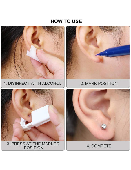 Kit de perforación de orejas SLVIEKAE con aretes CZ 4mm