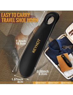 Cuerno de zapato plástico KEYHOT 18.5 cm portátil 2 piezas 2