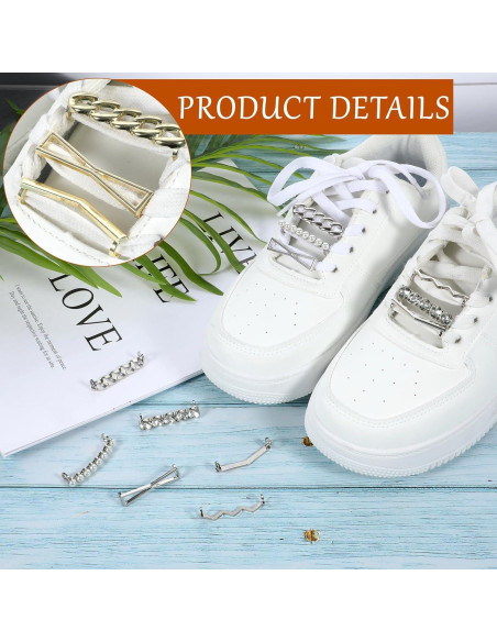 6 PARES Clips Decorativos para Cordones de Zapatos Dorados