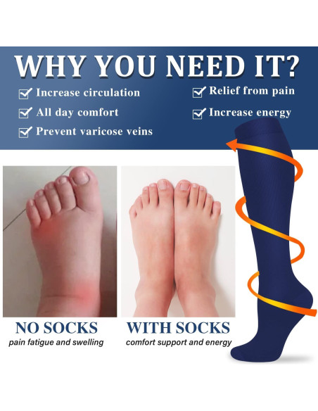 Calcetines de Compresión Sooverki para Correr y Atletismo - 3 Pares