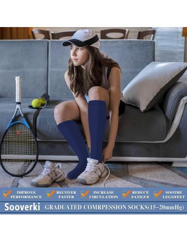 Calcetines de Compresión Sooverki para Correr y Atletismo - 3 Pares