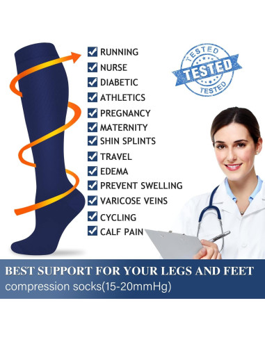 Calcetines de Compresión Sooverki para Correr y Atletismo - 3 Pares