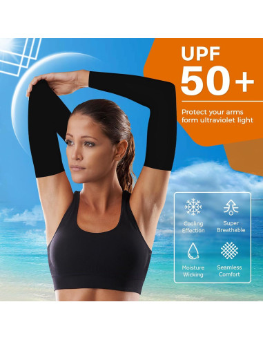 Mangas para Brazos AURUZA UV UPF 50 - 5 Pares Negros