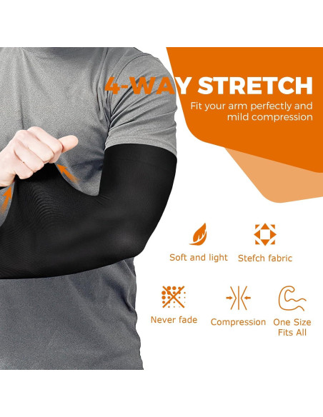 Mangas para Brazos AURUZA UV UPF 50 - 5 Pares Negros