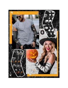 Mangas de Tatuaje Temporal Boao 12 Pcs Halloween UV 39.1x8.9cm 2