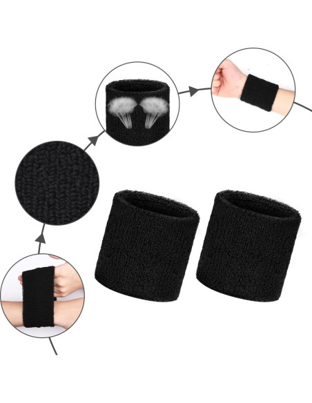 Conjunto de Muñequera Deportiva Aucuu 2PCS Absorbentes