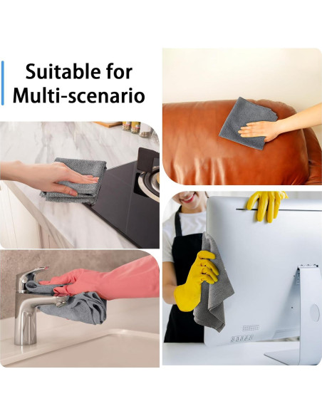 75 Rollos de Paños de Microfibra Niurewan Gris Reutilizables