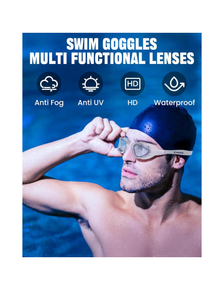 Gafas de natación Keary para adultos, protección UV y anti-vaho