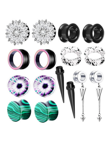 8 Pares Túneles de Oreja TIANCI FBYJS Silicona y Acero Inoxidable