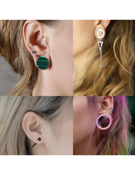 8 Pares Túneles de Oreja TIANCI FBYJS Silicona y Acero Inoxidable