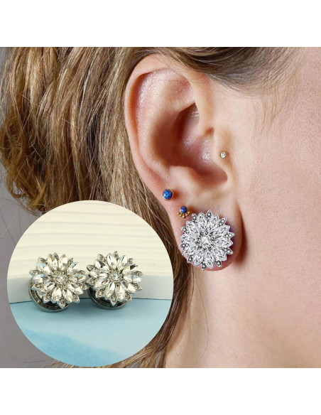 8 Pares Túneles de Oreja TIANCI FBYJS Silicona y Acero Inoxidable