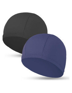 Gorras de Natación Wholelovein 2 Pcs Unisex Spandex Negro y Azul