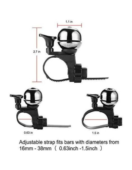 Campana de Bicicleta Accmor Ajustable Gris Titanio 16-38mm