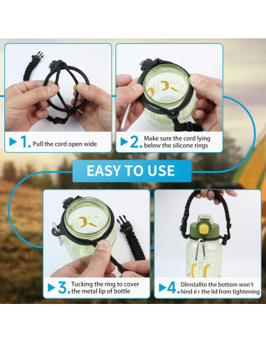 Correa de Mango Paracord SMLBJUTE para Botellas de Agua 0.35-1.89 L