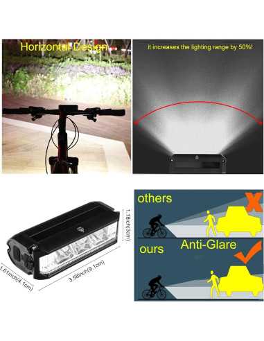 Juego de luces LED recargables KAMSANG para bicicleta