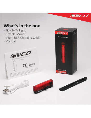 Luz Trasera LED CECO TC80 80 Lúmenes Recargable USB IP67