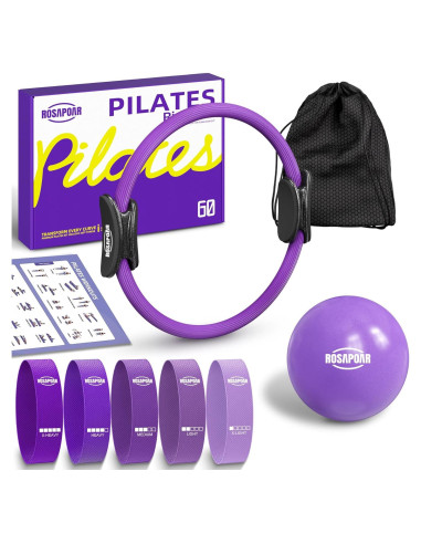 Kit de Pilates ROSAPOAR: Anillo, Pelota y Bandas de Resistencia