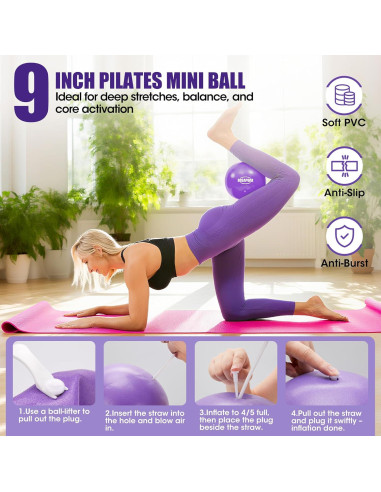 Kit de Pilates ROSAPOAR: Anillo, Pelota y Bandas de Resistencia