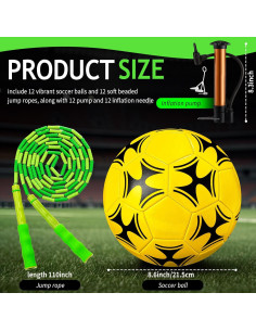 Set Deportivo PullCrease: 12 Balones Fútbol Tamaño 5 y 12 Cuerdas de Saltar 2