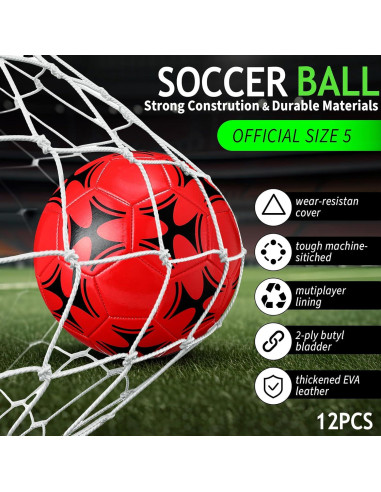 Set Deportivo PullCrease: 12 Balones Fútbol Tamaño 5 y 12 Cuerdas de Saltar