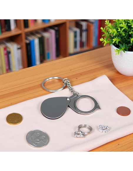 Lupa de bolsillo 20X Mozff con llavero y lente de 22mm