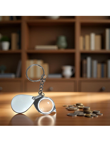 Lupa de bolsillo 20X Mozff con llavero y lente de 22mm