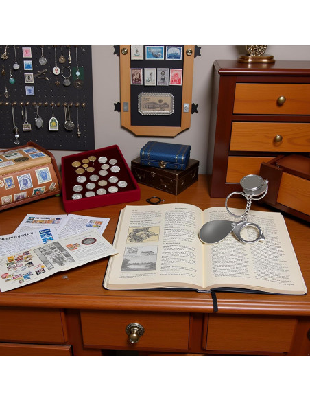 Lupa de bolsillo 20X Mozff con llavero y lente de 22mm