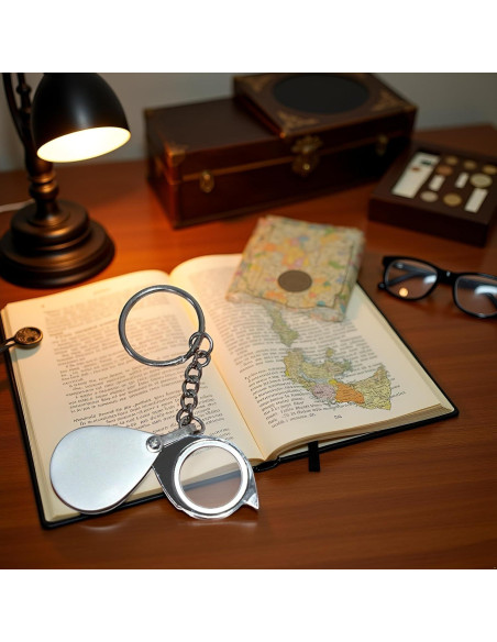 Lupa de bolsillo 20X Mozff con llavero y lente de 22mm