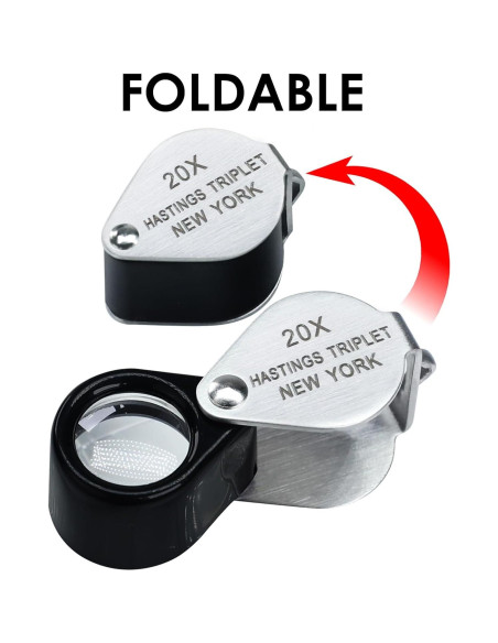 Lupa de Joyero 20X Landtek Plegable con Lente Triplete 12mm