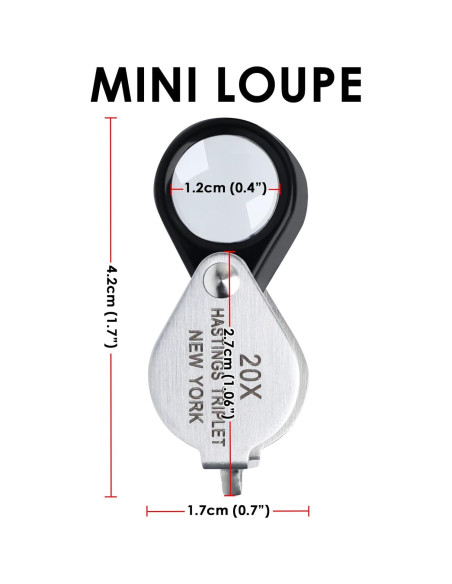 Lupa de Joyero 20X Landtek Plegable con Lente Triplete 12mm