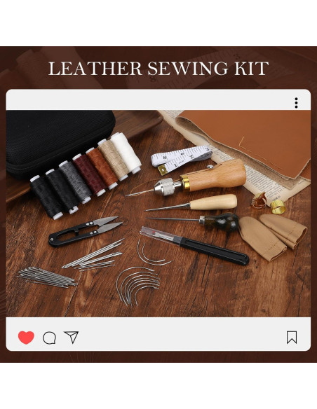 Kit de Costura de Cuero 41 Piezas Tntleays con Bolsa Impermeable