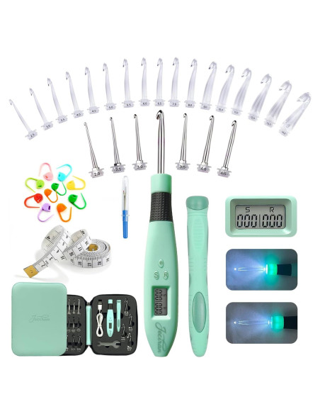 Juego de Ganchillos Iluminados Jeciran 24 en 1 con Contador