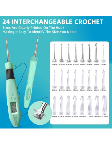 Juego de Ganchillos Iluminados Jeciran 24 en 1 con Contador