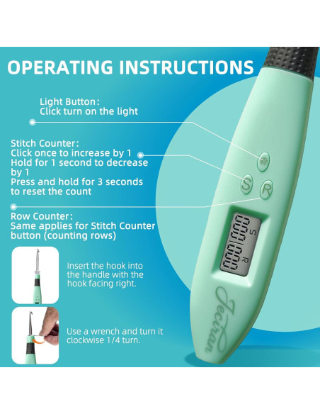 Juego de Ganchillos Iluminados Jeciran 24 en 1 con Contador