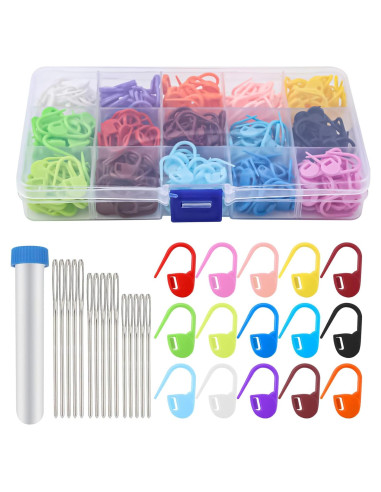 300 Marcadores de Puntos de Tejer SAVITA + 15 Agujas de Coser