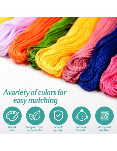 Paquete de Hilo de Bordado Timgle 447 Colores con Agujas 50 Pcs